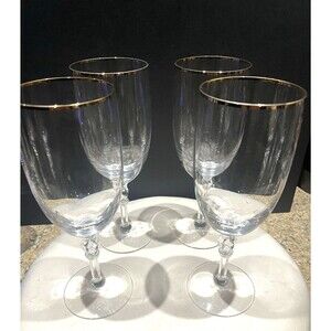 Lenox Innocence Golden 9” Water Goblets Set of 4 - Marked
